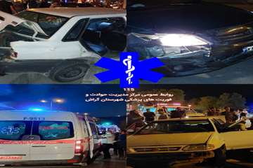 تصادف دو دستگاه سواری تویوتا و پراید در بلوار شهید سعادت با هفت حادثه دیده 